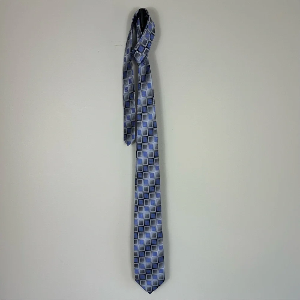 Balenciaga 100% Silk Purple Geometric Tie